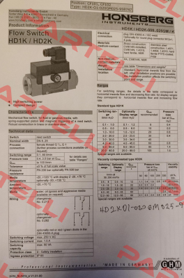 HD2KO1-020.GM.025.IP65/0213 Honsberg