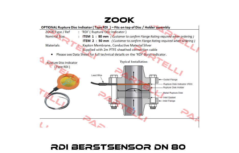 RDI Berstsensor DN 80  Zook