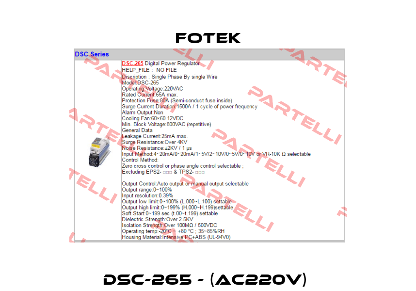 DSC-265 - (AC220V)  Fotek